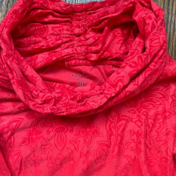 ATHLETA NADI /ROUCHED TIE COWL NECK/ TUNIC / L/SLEEVE /OMBRE FLORAL TOP SIZE XXS - Picture 3 of 8